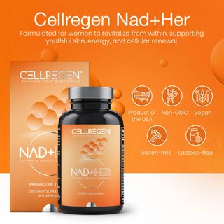 NAD+HER® 90 Capsules |Radiant Beauty & Anti-Aging Power: Boost NAD+, Glutathione, Skin Hydration & DNA Repair Cellregen