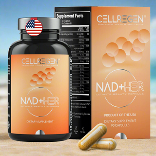 NAD+HER® 90 Capsules |Radiant Beauty & Anti-Aging Power: Boost NAD+, Glutathione, Skin Hydration & DNA Repair Cellregen